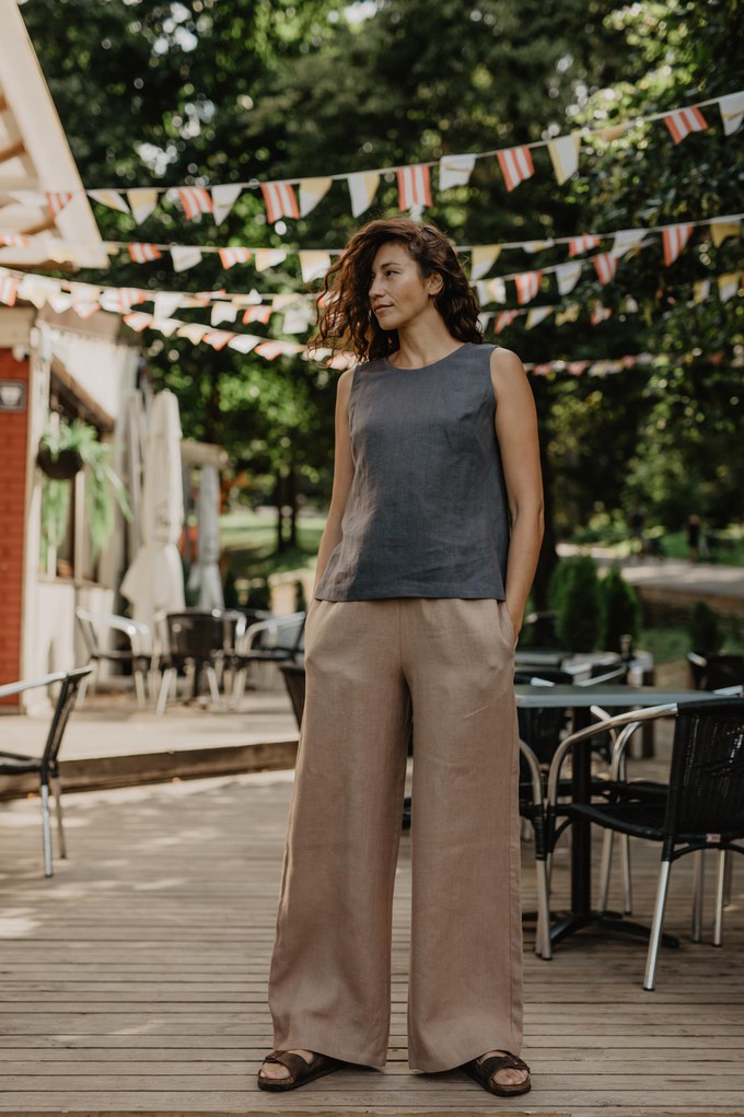 OULU super long linen pants in Terracotta from AmourLinen