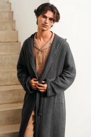 Men's waffle linen bathrobe from AmourLinen