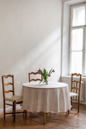 Round linen tablecloth in Cream from AmourLinen