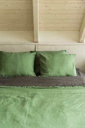 Linen duvet cover in Matcha Green from AmourLinen