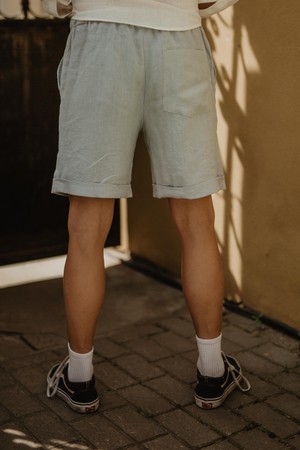 Linen shorts ARES M in Sage Green from AmourLinen