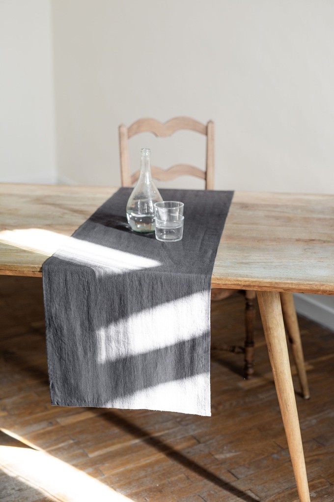 Linen table runner in Charcoal from AmourLinen