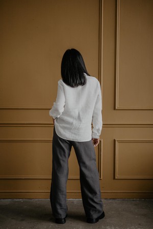 OULU super long linen pants in Charcoal from AmourLinen