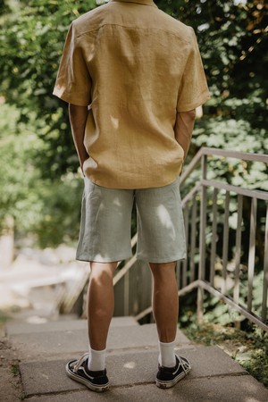 Oversized linen shirt MAGNUS in Mustard from AmourLinen