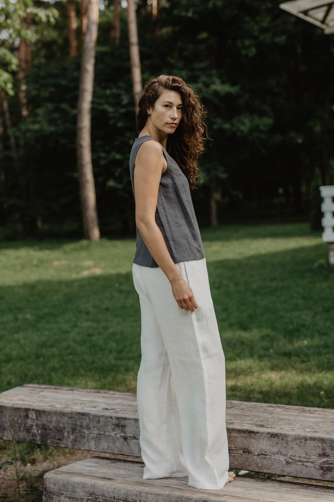 OULU super long linen pants in White from AmourLinen