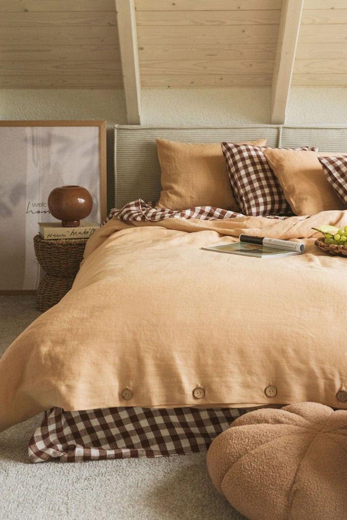 Linen duvet cover in Mustard from AmourLinen