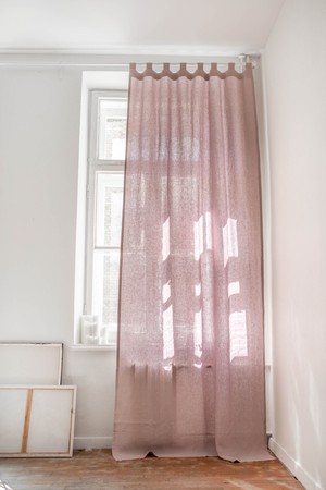 Tab top linen curtain in Dusty Rose from AmourLinen