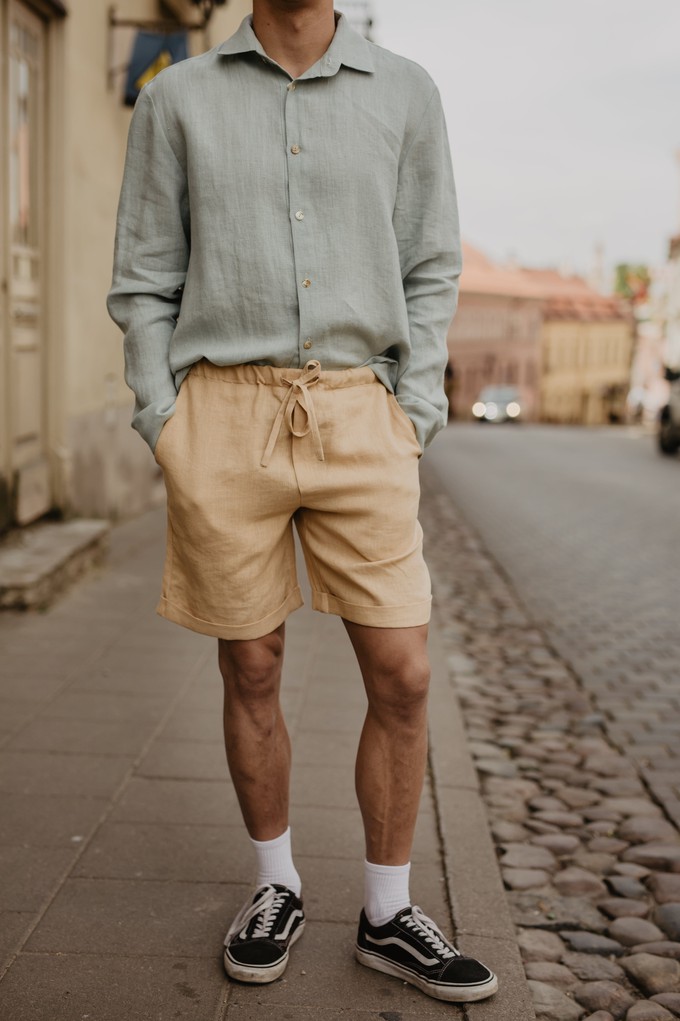 Linen shorts ARES XL Mustard from AmourLinen