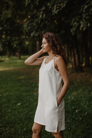 Linen slip dress ZOE in Dusty Lavender from AmourLinen