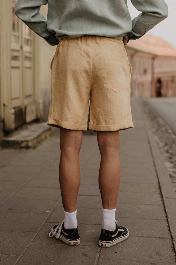 Linen shorts ARES XL Mustard from AmourLinen