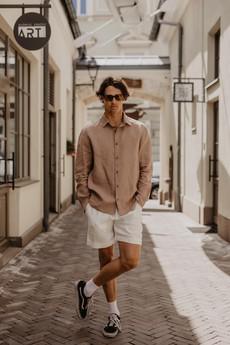 Classic linen shirt HECTOR in Rosy Brown via AmourLinen