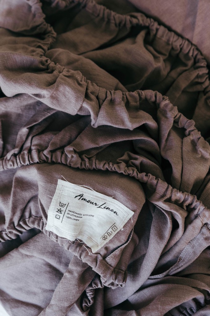 Linen fitted sheet in Dusty Lavender from AmourLinen