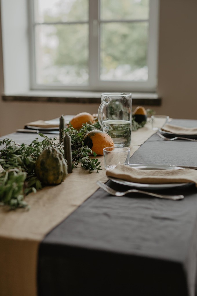 Linen tablecloth in Charcoal from AmourLinen