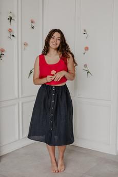 Linen skirt with buttons DAISY in Charcoal via AmourLinen