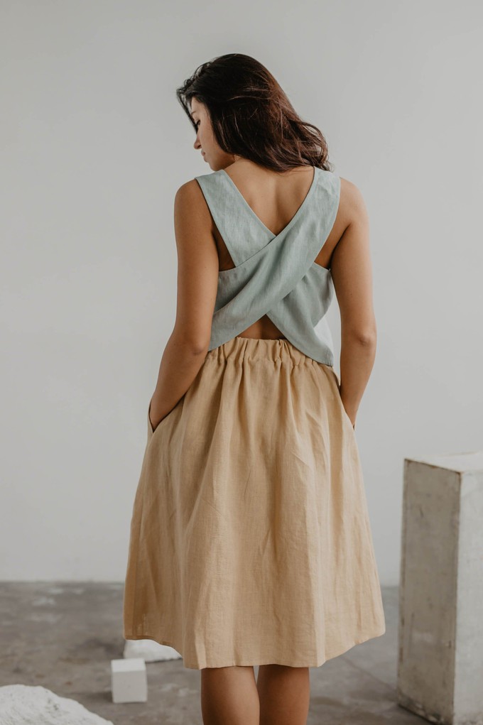 Linen skirt with buttons DAISY S Mustard from AmourLinen