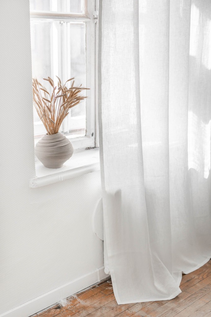 Tab top linen curtain in White from AmourLinen