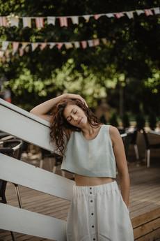 Mini linen crop top PIPPA in Sage Green via AmourLinen