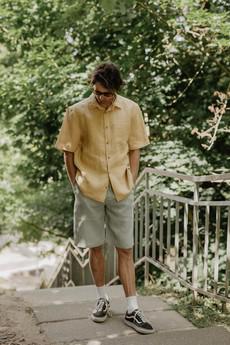 Oversized linen shirt MAGNUS in Cream via AmourLinen