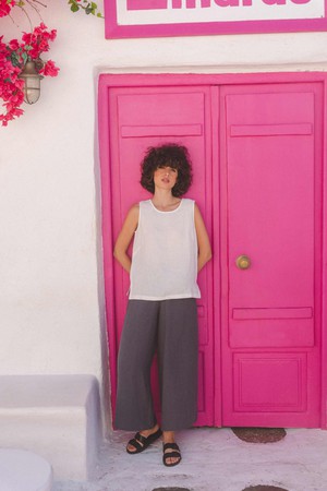 Wide linen pants ISABELLA in Charocal from AmourLinen