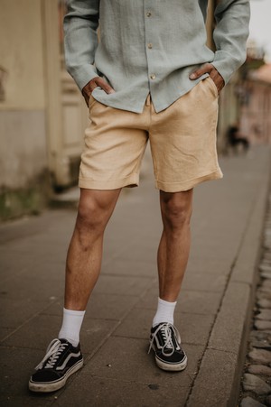 Linen shorts ARES XL Mustard from AmourLinen