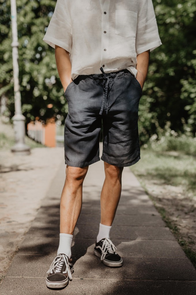 Classic linen shorts HERMES XXL Charcoal from AmourLinen