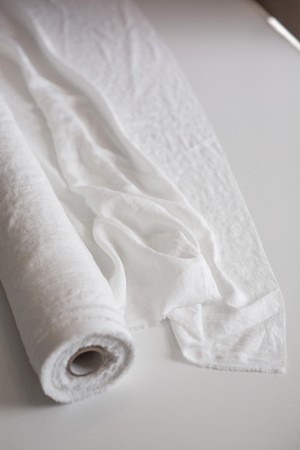 White 95" / 240 cm linen fabric from AmourLinen