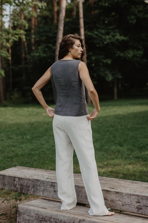 OULU super long linen pants in White from AmourLinen