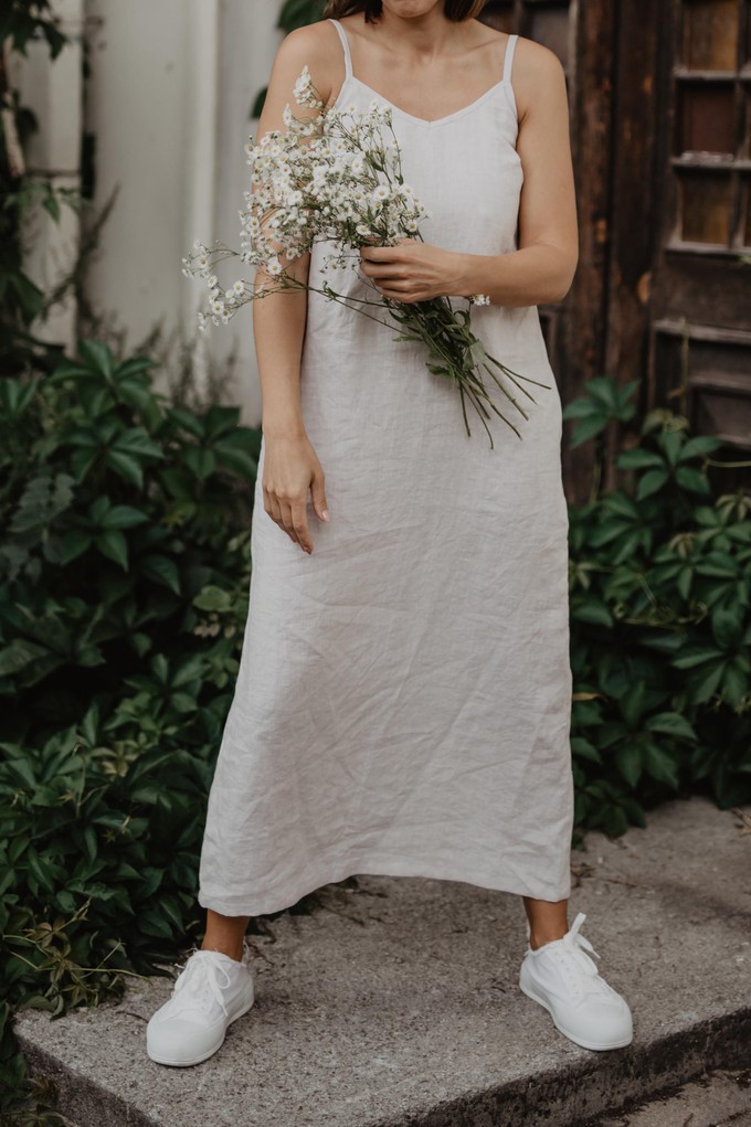 Linen long dress JAKARTA in Cream from AmourLinen