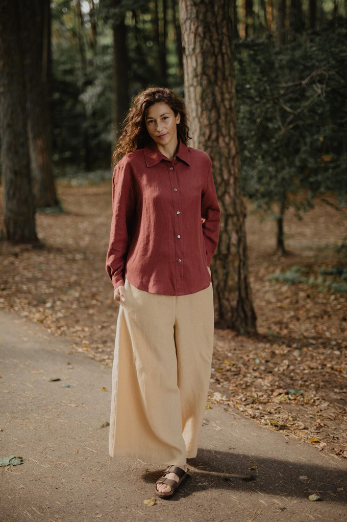 Odense casual linen shirt ODENSE S Terracotta from AmourLinen