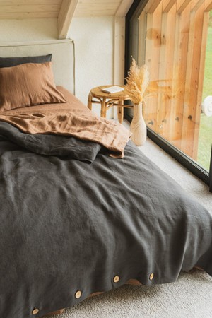 Linen flat sheet in Charcoal from AmourLinen