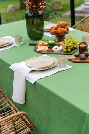 Linen tablecloth in Matcha Green from AmourLinen