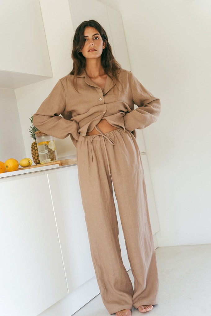 Long sleeve pyjama set NIGHTLY in Rosy Brown from AmourLinen