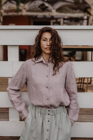 NORDKAPP classic linen shirt in Dusty Rose from AmourLinen