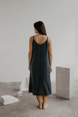 Linen long dress Jakarta S Charcoal from AmourLinen