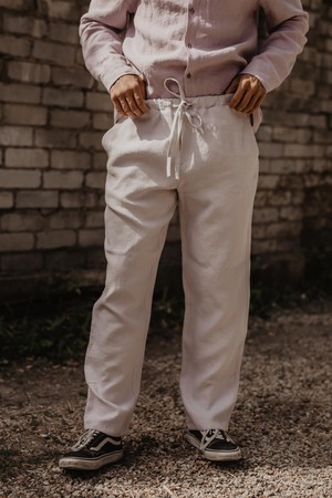 Linen pants ADONIS in Cream from AmourLinen