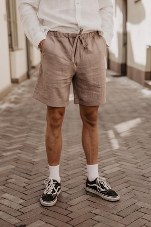 Linen shorts ARES in Cream | sale from AmourLinen