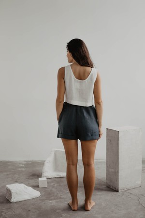 Linen shorts MIA in Charcoal from AmourLinen