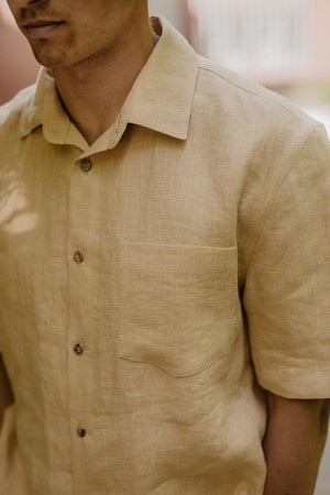 Oversized linen shirt MAGNUS in Mustard from AmourLinen