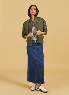 Nia Organic Stretch Denim Long Skirt via Baukjen