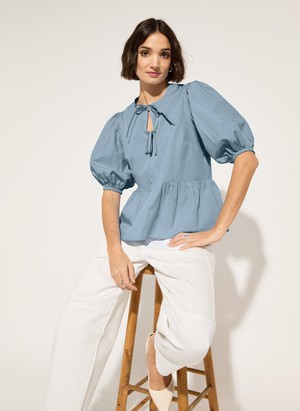 Azura Organic Cotton Tie Detail Blouse from Baukjen