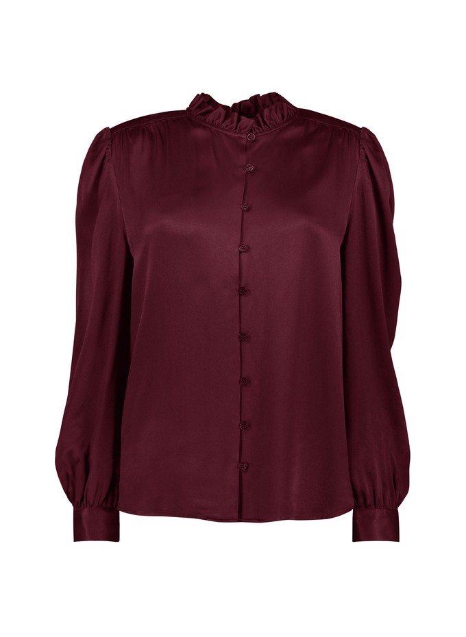 Evelyn Satin Frill Neck Blouse from Baukjen