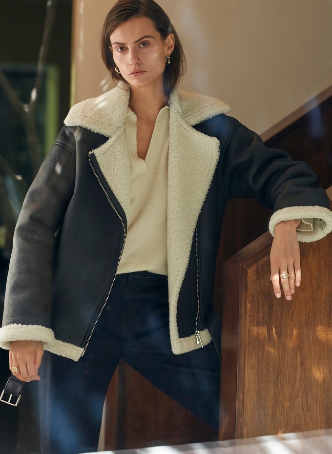 Carey Shearling Aviator Jacket from Baukjen