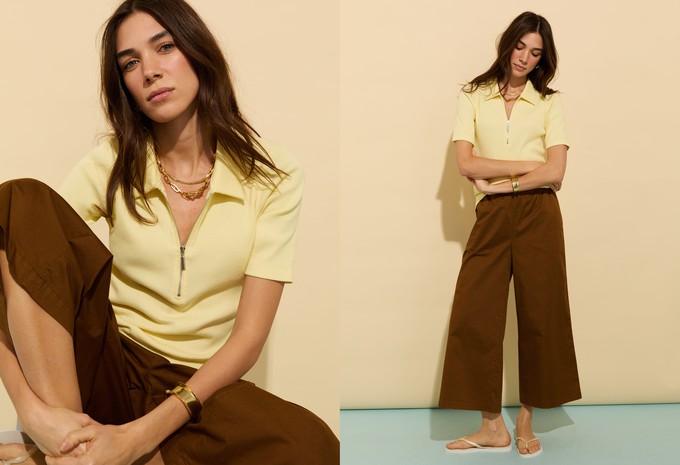Ivy Organic Rib Zip Collar Top from Baukjen