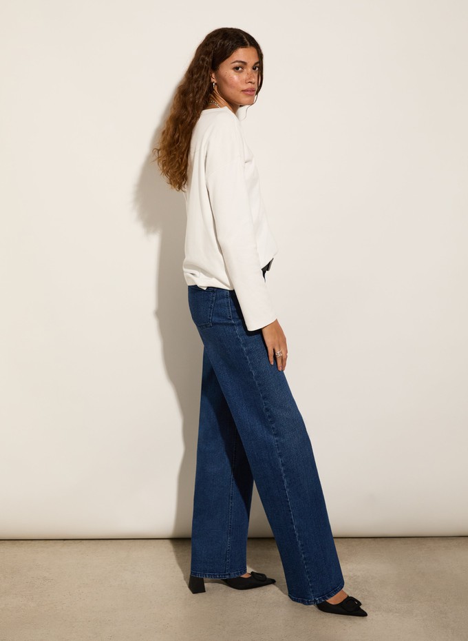 Organic Stretch Cotton Pocket Wide Leg Jeans from Baukjen