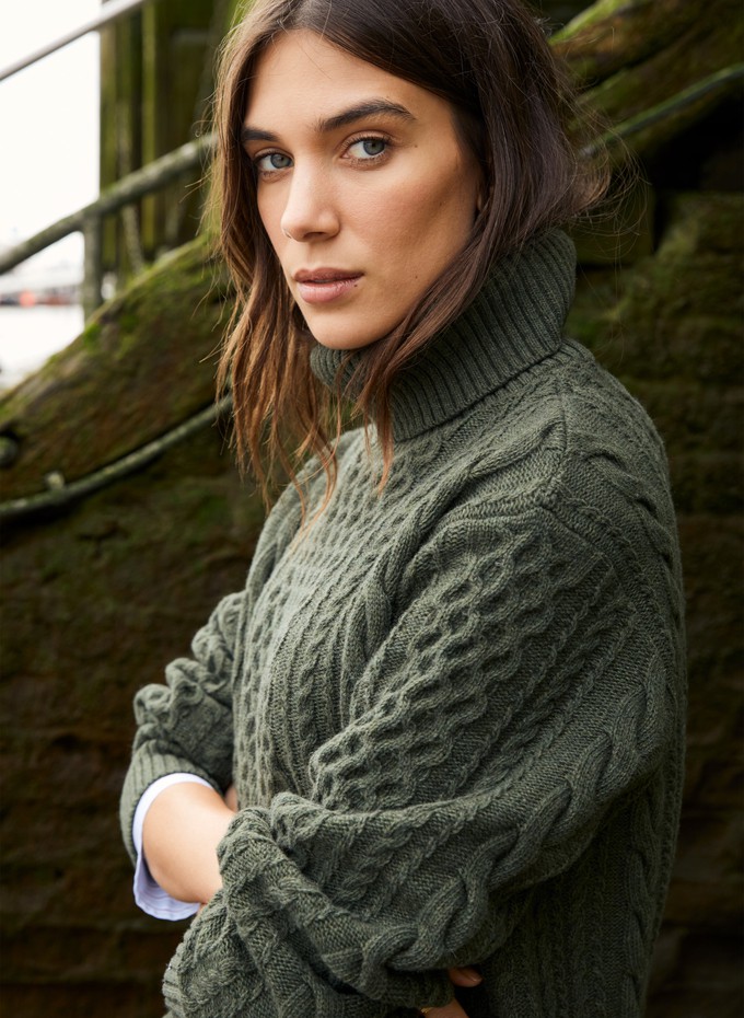 Juno Wool Blend Cable Turtleneck Jumper from Baukjen