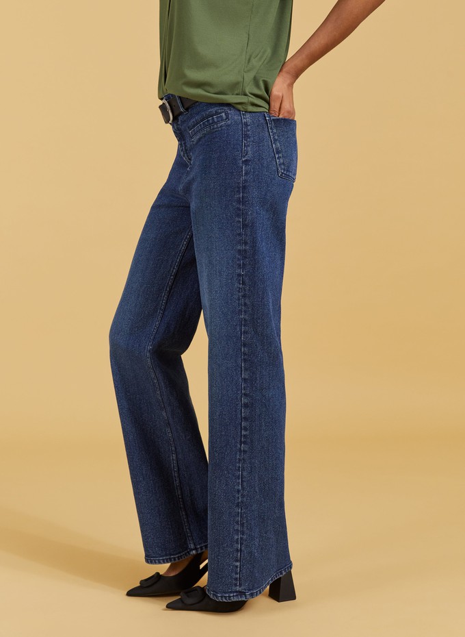 Organic Stretch Cotton Pocket Wide Leg Jeans from Baukjen