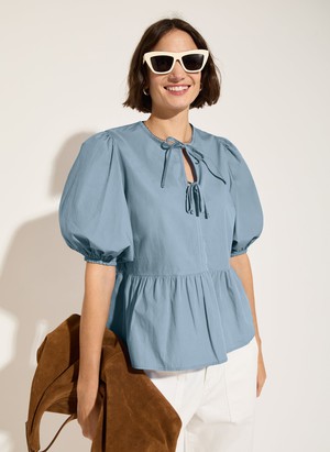 Azura Organic Cotton Tie Detail Blouse from Baukjen