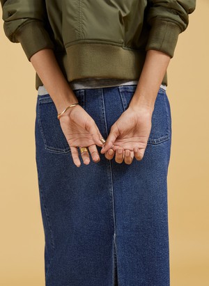 Nia Organic Stretch Denim Long Skirt from Baukjen