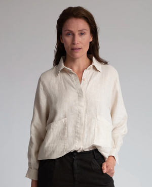 Jacqueline Linen Shirt In Bone from Beaumont Organic