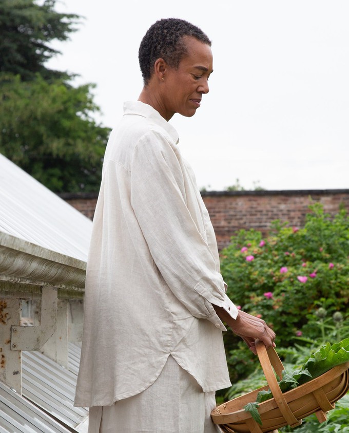 Jacqueline Linen Shirt In Bone from Beaumont Organic